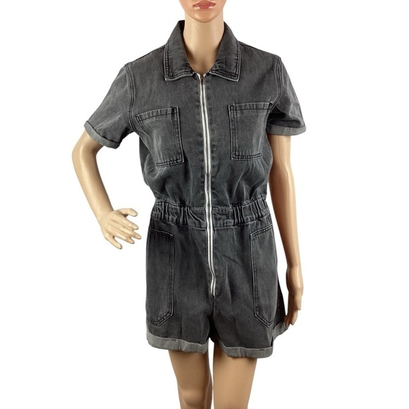 KanCan Pants - KanCan Victoria Gray Denim Utility Romper Size S